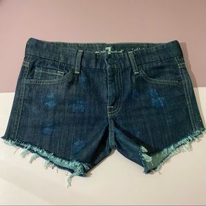 7 for All Mankind blue Jean distressed shorts